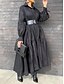 abordables robe longue noire-robe noire Robe chemise Femme Robe Maxi A Volants Soirée Travail basique Grande occasion Col de Chemise manche longue Standard Noir Blanche Bleu S M L XL 2XL