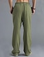 cheap Classic-Men&#039;s Leaf Coconut Tree Plants Linen Pants Trousers Baggy Pants Mid Waist Vacation Hawaiian Ethnic Style Outdoor Streetwear Elastic Waist Spring &amp;  Fall Fall &amp; Winter Green Beige Light Blue
