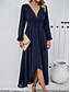 preiswerte Chiffonkleider-Damen Casual kleid Maxidress plus hoch niedrig Rüschensaum Arbeit Verabredung Elegant Maxi V Ausschnitt Langarm Schwarz Rote Marineblau Farbe