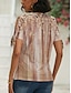 cheap Women&#039;s T-shirts-Women&#039;s T shirt Tee Graphic Print V Neck Tie Short Sleeve Basic Daily Weekend Button Cut Out Print Summer Spring
