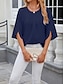 preiswerte Damen Einfache Oberteile-Hemd Bluse Damen Weiß Rosa Wein Glatt Sexy Strasse Täglich Modisch Rundhalsausschnitt Regular Fit S
