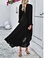 preiswerte Chiffonkleider-Damen Casual kleid Maxidress plus hoch niedrig Rüschensaum Arbeit Verabredung Elegant Maxi V Ausschnitt Langarm Schwarz Rote Marineblau Farbe