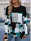 cheap Stripe&amp;Geometric tee-Women&#039;s Tunic Stylish Color Block Striped Print Long Sleeve Regular Tops Crew Neck Daily Black+White+Gray Red Orange Spring Fall