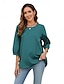 ieftine Topuri simple pentru femei-Pentru femei Cămașă Culoare solidă Floral Casual Boho Lungime Manșon 3/4 Cu Mâneci La Cot Stil Nautic Topuri obișnuite Vacanță Petrecere Zilnic Brodat Negru Galben Albastru piscină Toamnă Primavara