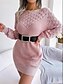 preiswerte Strickkleider-Damen strickkleid Minikleid Elegant Stilvoll Glatt Täglich Rundhalsausschnitt Langarm 2023 Lockere Passform Weiß Rosa Blau S M L