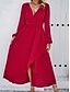 preiswerte Chiffonkleider-Damen Casual kleid Maxidress plus hoch niedrig Rüschensaum Arbeit Verabredung Elegant Maxi V Ausschnitt Langarm Schwarz Rote Marineblau Farbe