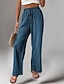 abordables Pantalon droit-Femme Pantalon Mode Longue Plein Poches latérales Conception de cordon élastique Respirabilité Confortable Micro-élastique Casual Quotidien Noir Bleu Marron Vert Printemps été Standard