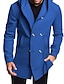 abordables Manteaux &amp; vestes-Homme Caban Trench du quotidien Vacances Automne hiver Polyester Doux Vêtements d&#039;extérieur Vêtement Tenue Mode Classique Plein Poche Capuche Double Boutonnage