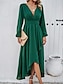 preiswerte Chiffonkleider-Damen Casual kleid Maxidress plus hoch niedrig Rüschensaum Arbeit Verabredung Elegant Maxi V Ausschnitt Langarm Schwarz Rote Marineblau Farbe