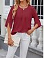 preiswerte Damen Einfache Oberteile-Hemd Bluse Damen Weiß Rosa Wein Glatt Sexy Strasse Täglich Modisch Rundhalsausschnitt Regular Fit S