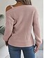 billiga Solida färger-Dam Tröja Stylish Ensfärgat Ribbad Enaxlad Kall axel Långärmad Vanliga toppar Sticka Dagligen Vit Rodnande Rosa Vår Höst