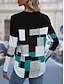cheap Stripe&amp;Geometric tee-Women&#039;s Tunic Stylish Color Block Striped Print Long Sleeve Regular Tops Crew Neck Daily Black+White+Gray Red Orange Spring Fall
