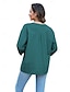 ieftine Topuri simple pentru femei-Pentru femei Cămașă Culoare solidă Floral Casual Boho Lungime Manșon 3/4 Cu Mâneci La Cot Stil Nautic Topuri obișnuite Vacanță Petrecere Zilnic Brodat Negru Galben Albastru piscină Toamnă Primavara