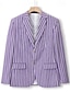 billiga Herrars klassiska kavajer-Herr Studenten Kavaj Formell kväll Bröllopsfest Födelsedagsfest Mode Ledigt Vår &amp; Höst 95 polyester 5 spandex Rand Ficka Ledigt / vardag Enkelknäppt Blazer Rodnande Rosa Blå Orange Grön