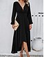 preiswerte Chiffonkleider-Damen Casual kleid Maxidress plus hoch niedrig Rüschensaum Arbeit Verabredung Elegant Maxi V Ausschnitt Langarm Schwarz Rote Marineblau Farbe