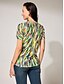 cheap Art&amp;Design tee-Women&#039;s T Shirt Graphic Basic Short Sleeve V Neck Regular Tops Daily Weekend Print Red Blue Green