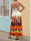 preiswerte Boho Kleider-Frauen Maxi Kleid Sommerkleid Blumen Kleid Sommerkleid Bohemia Stylisch Fließend Urlaub Lässig Date Lockere Passform Ölmalerei Ärmellos V-Ausschnitt Schwarz Blau Orange Grün Sommer Frühling