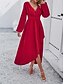preiswerte Chiffonkleider-Damen Casual kleid Maxidress plus hoch niedrig Rüschensaum Arbeit Verabredung Elegant Maxi V Ausschnitt Langarm Schwarz Rote Marineblau Farbe