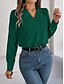 voordelige Elegante topjes-Dames Blouse Effen Kleur Effen Stijlvol Modern Lange mouw V-hals Werk Geplooid Wit Blozend Roze Rood Groen Lente Herfst Winter