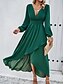 preiswerte Chiffonkleider-Damen Casual kleid Maxidress plus hoch niedrig Rüschensaum Arbeit Verabredung Elegant Maxi V Ausschnitt Langarm Schwarz Rote Marineblau Farbe