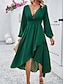 preiswerte Chiffonkleider-Damen Casual kleid Maxidress plus hoch niedrig Rüschensaum Arbeit Verabredung Elegant Maxi V Ausschnitt Langarm Schwarz Rote Marineblau Farbe