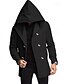 abordables Manteaux &amp; vestes-Homme Caban Trench du quotidien Vacances Automne hiver Polyester Doux Vêtements d&#039;extérieur Vêtement Tenue Mode Classique Plein Poche Capuche Double Boutonnage