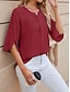 preiswerte Damen Einfache Oberteile-Hemd Bluse Damen Weiß Rosa Wein Glatt Sexy Strasse Täglich Modisch Rundhalsausschnitt Regular Fit S