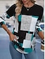 cheap Stripe&amp;Geometric tee-Women&#039;s Tunic Stylish Color Block Striped Print Long Sleeve Regular Tops Crew Neck Daily Black+White+Gray Red Orange Spring Fall