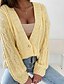 economico Felpe e Sweatshirt Texturizzati-Per donna Cardigan Elegante Informale Tinta unica Cavi A V Bottoni Manica lunga Top regolari Maglia Giornaliero Bianco Giallo Primavera Autunno