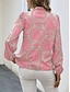 cheap Women&#039;s Blouses &amp; Shirts-Women&#039;s Shirt Blouse Elegant Buttons Print Lantern Sleeve Long Sleeve Regular Tops Notched Neck Work Daily Pink Spring Fall