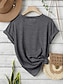 cheap Women&#039;s T-shirts-Women&#039;s T Shirt Casual Cat Regular Tops Short Sleeve Crew Neck Print Daily Purple Gray Summer