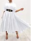 abordables robe longue noire-robe noire Robe chemise Femme Robe Maxi A Volants Soirée Travail basique Grande occasion Col de Chemise manche longue Standard Noir Blanche Bleu S M L XL 2XL