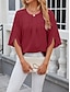 preiswerte Damen Einfache Oberteile-Hemd Bluse Damen Weiß Rosa Wein Glatt Sexy Strasse Täglich Modisch Rundhalsausschnitt Regular Fit S
