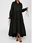 abordables robe longue noire-robe noire Robe chemise Femme Robe Maxi A Volants Soirée Travail basique Grande occasion Col de Chemise manche longue Standard Noir Blanche Bleu S M L XL 2XL