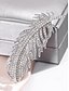 billige Tilbehør for kvinner-elegant sølvfjærbrosje – sofistikert rhinestone-utsmykket nål for blazere og kjoler