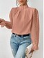 voordelige Elegante topjes-Overhemd Blouse Geklede topjes Dames Wit Blozend Roze Marineblauw Effen Netstof Straat Dagelijks Modieus Hoge nek Normale pasvorm S