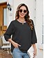 ieftine Topuri simple pentru femei-Pentru femei Cămașă Culoare solidă Floral Casual Boho Lungime Manșon 3/4 Cu Mâneci La Cot Stil Nautic Topuri obișnuite Vacanță Petrecere Zilnic Brodat Negru Galben Albastru piscină Toamnă Primavara