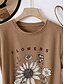 preiswerte Blumen-T-Shirt-Damen 100% Baumwolle T-Shirt Druck Sonnenblume Gänseblümchen Buchstaben Mode Basiskleid kurze Ärmel Rundhalsausschnitt reguläre Oberteile täglich Wochenende Pink Grün Khaki Sommer