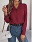 voordelige Elegante topjes-Dames Blouse Effen Kleur Effen Stijlvol Modern Lange mouw V-hals Werk Geplooid Wit Blozend Roze Rood Groen Lente Herfst Winter