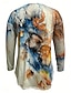 tanie koszulka w kwiaty-damska koszulka t-shirt casual print długi rękaw regular top okrągły dekolt codzienny żółty wiosna&amp;amp;  jesień