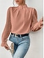 voordelige Elegante topjes-Overhemd Blouse Geklede topjes Dames Wit Blozend Roze Marineblauw Effen Netstof Straat Dagelijks Modieus Hoge nek Normale pasvorm S