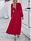 preiswerte Chiffonkleider-Damen Casual kleid Maxidress plus hoch niedrig Rüschensaum Arbeit Verabredung Elegant Maxi V Ausschnitt Langarm Schwarz Rote Marineblau Farbe