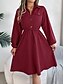 ieftine rochie midi neagra-Pentru femei Rochie de lucru Rochie A line Modă Zilnic Moda de lucru Episcop Rochii Midi Plisată Buton Guler Cămașă Manșon Lung Simplu Fit regulat Negru Roșu Vin Kaki Primăvară Toamnă S M L XL