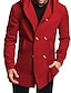 abordables Manteaux &amp; vestes-Homme Caban Trench du quotidien Vacances Automne hiver Polyester Doux Vêtements d&#039;extérieur Vêtement Tenue Mode Classique Plein Poche Capuche Double Boutonnage