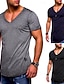 baratos Camisetas de Algodão e Linho-Comércio exterior verão nova camiseta masculina de manga curta com decote em v casual masculina camiseta de cor sólida masculina