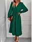 tanie Sukienki na przyjęcia-Damskie Codzienne sukienki Sukienka maxi Wiązanie Falbana Randka Urlop Elegancja Moda miejska W serek Długi rękaw Czarny Rumiany róż Ciemnozielony Kolor