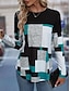 cheap Stripe&amp;Geometric tee-Women&#039;s Tunic Stylish Color Block Striped Print Long Sleeve Regular Tops Crew Neck Daily Black+White+Gray Red Orange Spring Fall