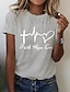 abordables Camisetas de mujer-Mujer Camiseta 100% Algodón Corazón Letra Estampado Casual Fin de semana Básico Manga Corta Escote Redondo Blanco Verano