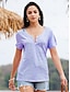cheap Women&#039;s T-shirts-Women&#039;s T shirt Tee Henley Shirt Blouse Button Cut Out Casual Basic Short Sleeve V Neck Pink