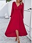 preiswerte Chiffonkleider-Damen Casual kleid Maxidress plus hoch niedrig Rüschensaum Arbeit Verabredung Elegant Maxi V Ausschnitt Langarm Schwarz Rote Marineblau Farbe